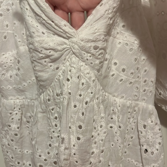 Shein size XL white Bridal peasant boho top w puffy sleeves - Picture 4 of 6